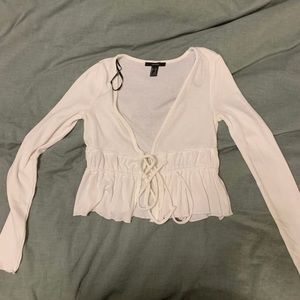 White Tie Long Sleeve Top